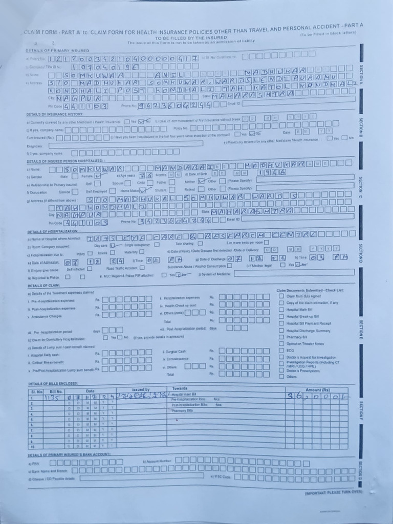 Claim Form A & B PDF | PDF | Insurance | Service Industries