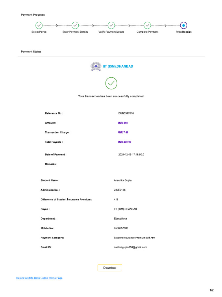 Insurance Receipt | PDF
