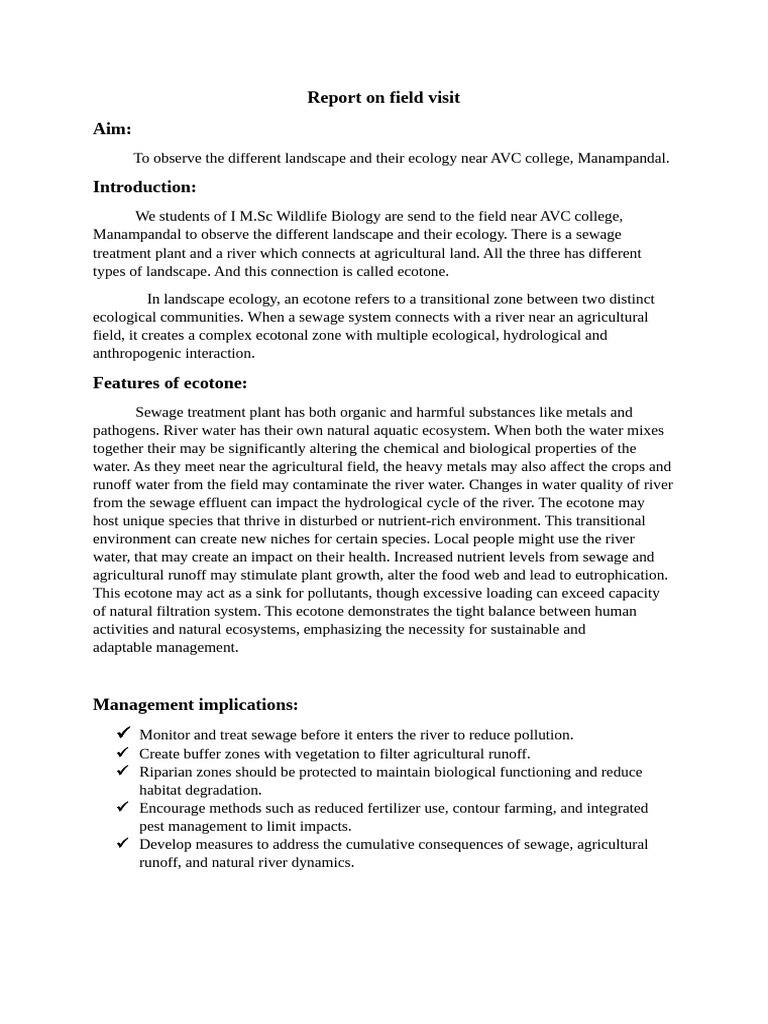 Report on ecotone | PDF | Surface Runoff | Water Pollution