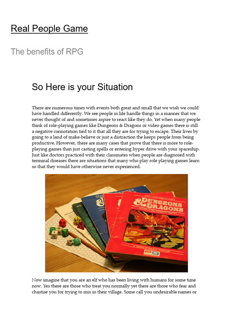 The Benefits of RPGs | PDF | Role Playing Games