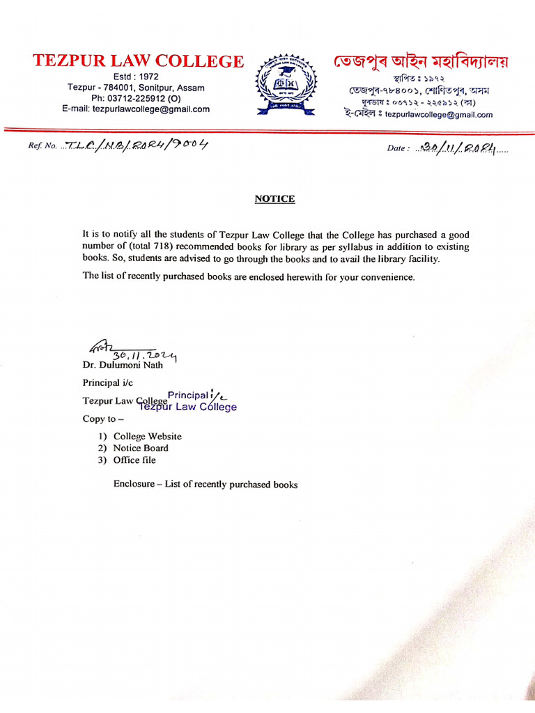 Notice For Library New Books | PDF