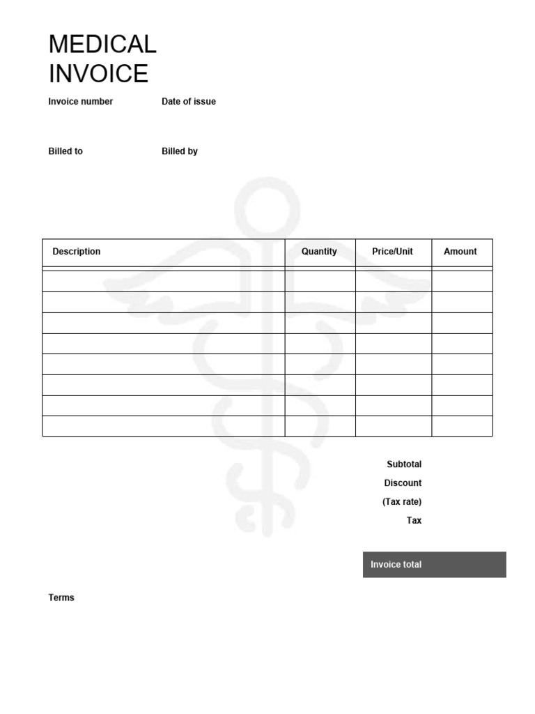 Medical Invoice Template | PDF