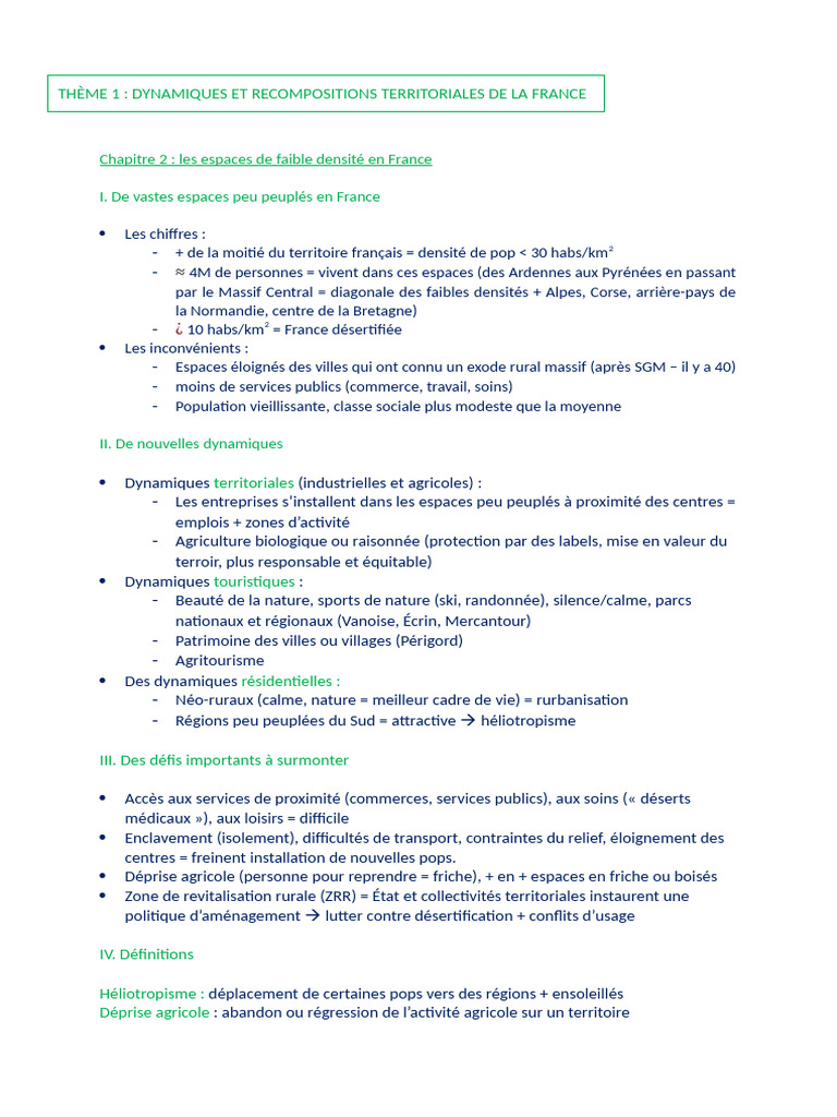 Espaces de faible densité en France | PDF