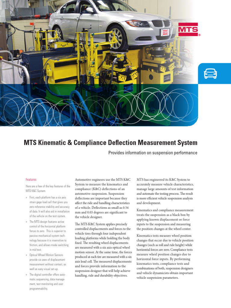 MTS Kinematic Compliance Measurement System | PDF | Axle | Steering