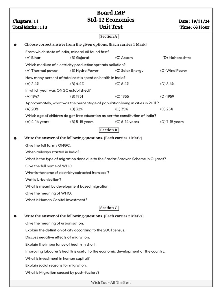 Unittest d19 nov 2024 pdf human migration urbanization