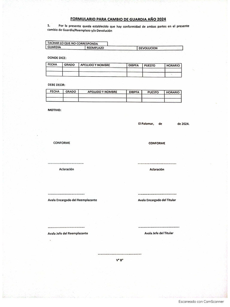Formulario C.turno | PDF
