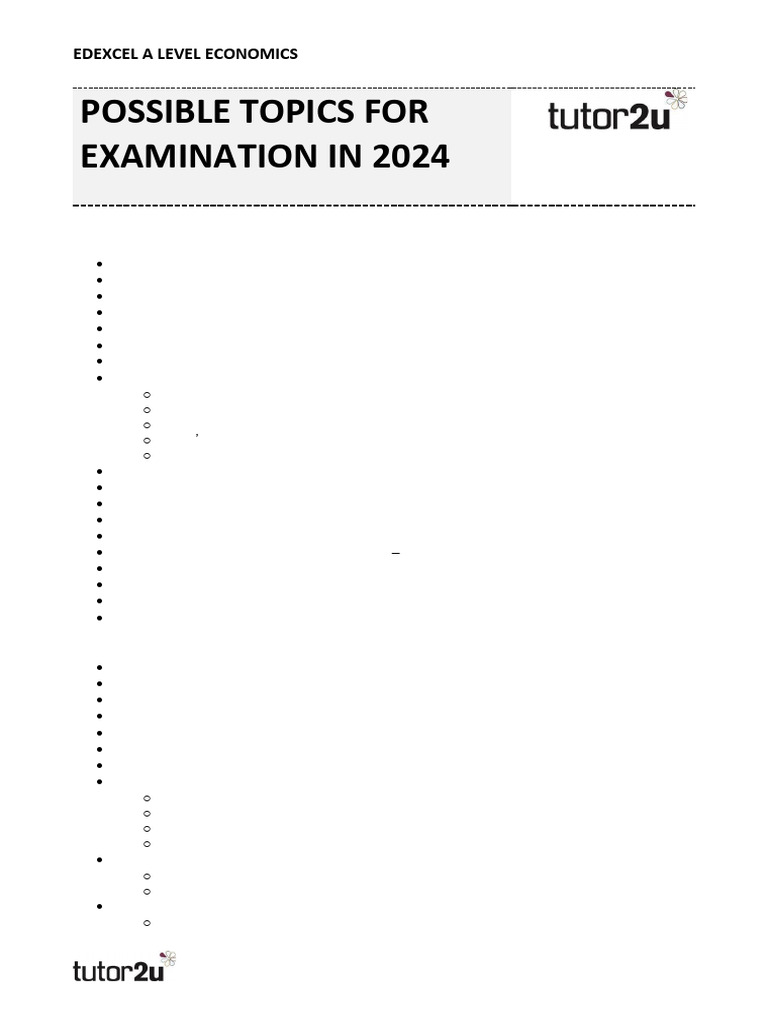 2024 Edexcel A Level Economics Topics | PDF