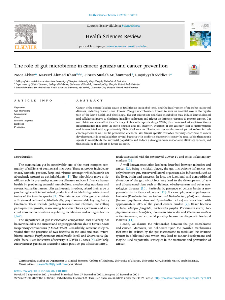 Role of Gut Microbiome in Cancer Genesis and Cancer Prevention | PDF ...