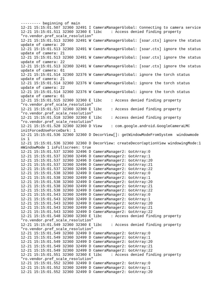 Camera Service Connection Logs | PDF | Computer Programming | Software