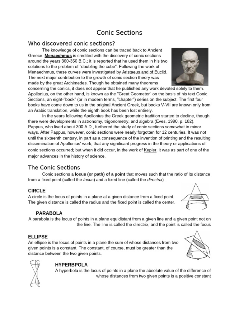 History and Types of Conic Sections | PDF | Euclidean Geometry ...