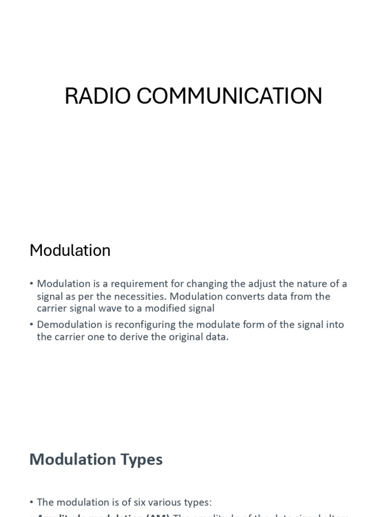 Radio Communication Part 1 | PDF | Frequency Modulation | Detector (Radio)