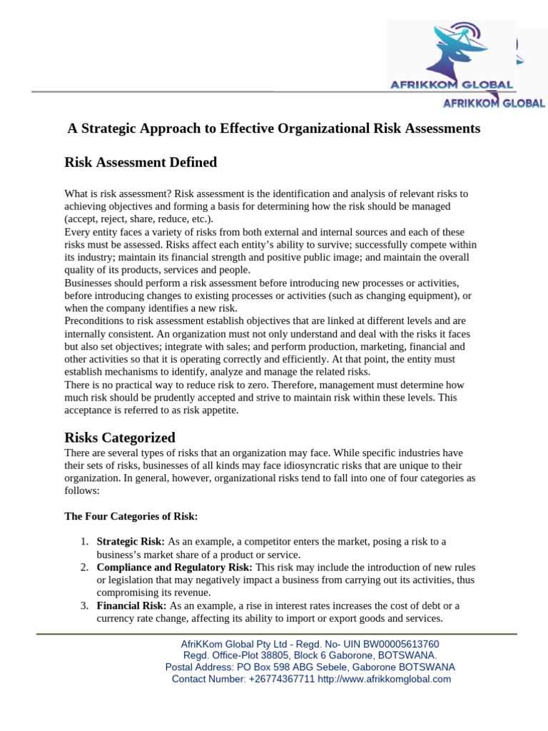 Steps in Organizational Risk Assessment | PDF | Risk | Risk Management