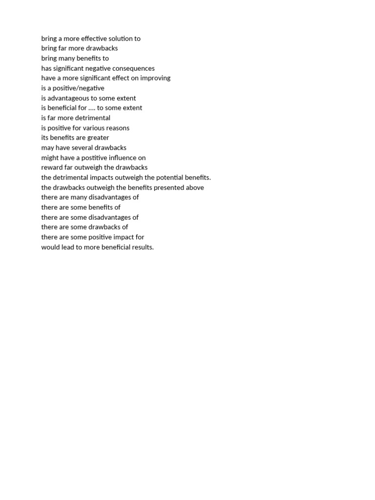 Benefits And Drawbacks Analysis Pdf