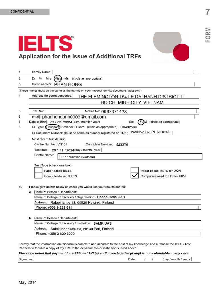 Additional TRF Application Form | PDF | Access Control | Government And ...