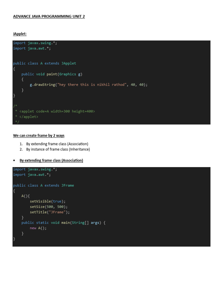 ADVANCE JAVA PROGRAMMING UNIT 2 | PDF | Software Development | System ...