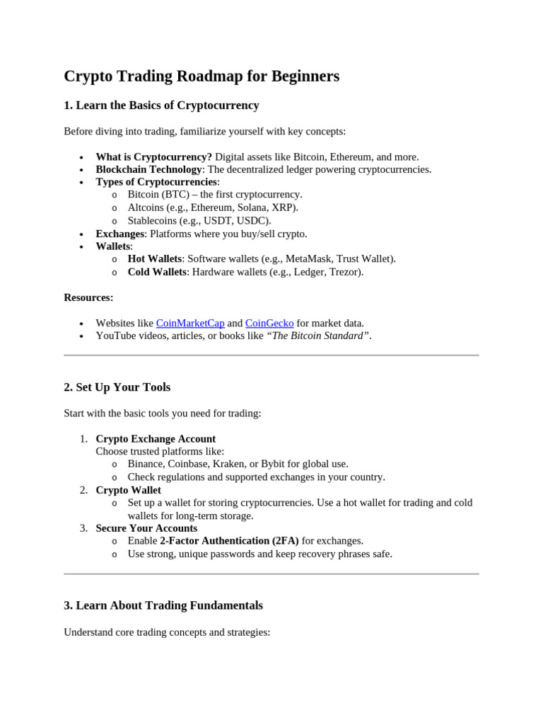 Crypto Trading Roadmap For Beginners | PDF | Cryptocurrency | Bitcoin