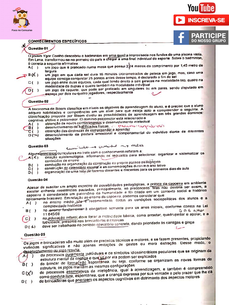 Ibam - Professor I Educação Física - Cordeiro RJ - Superior - Prova e ...