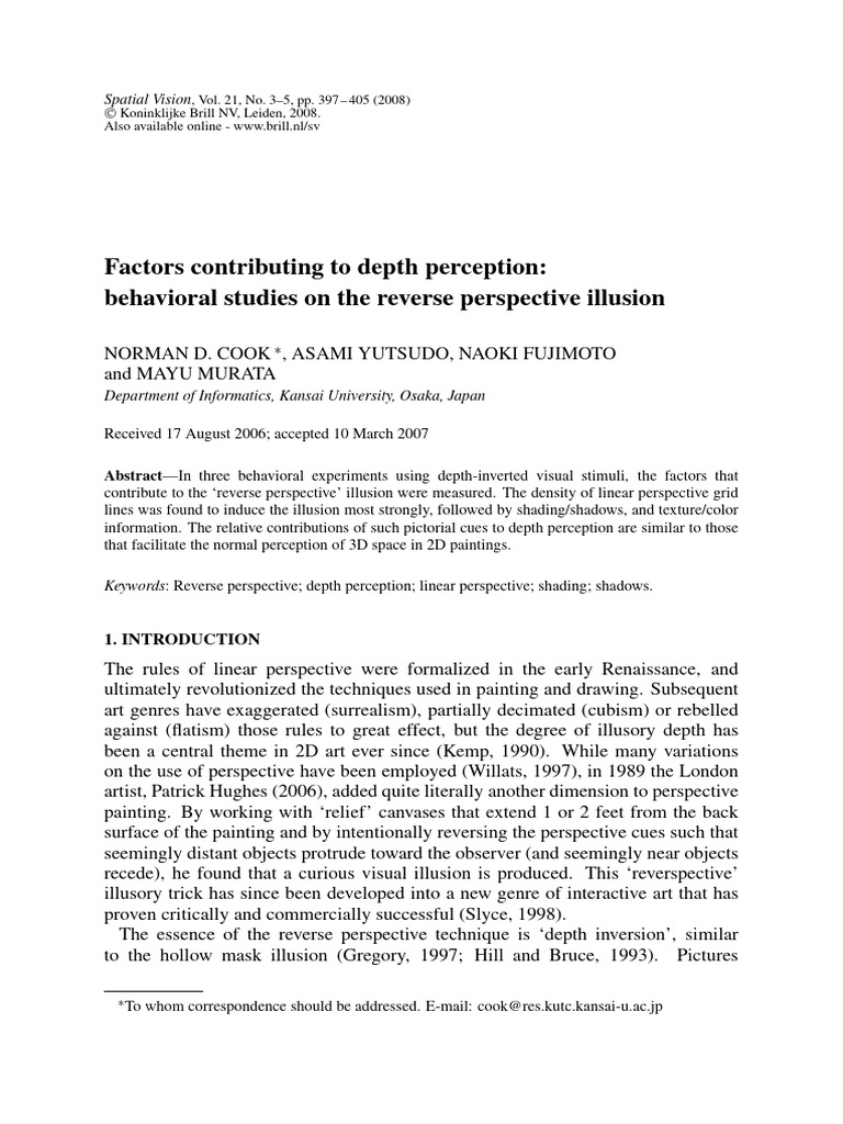 Depth Perception and Reverse Perspective | PDF | Illusion | Perception