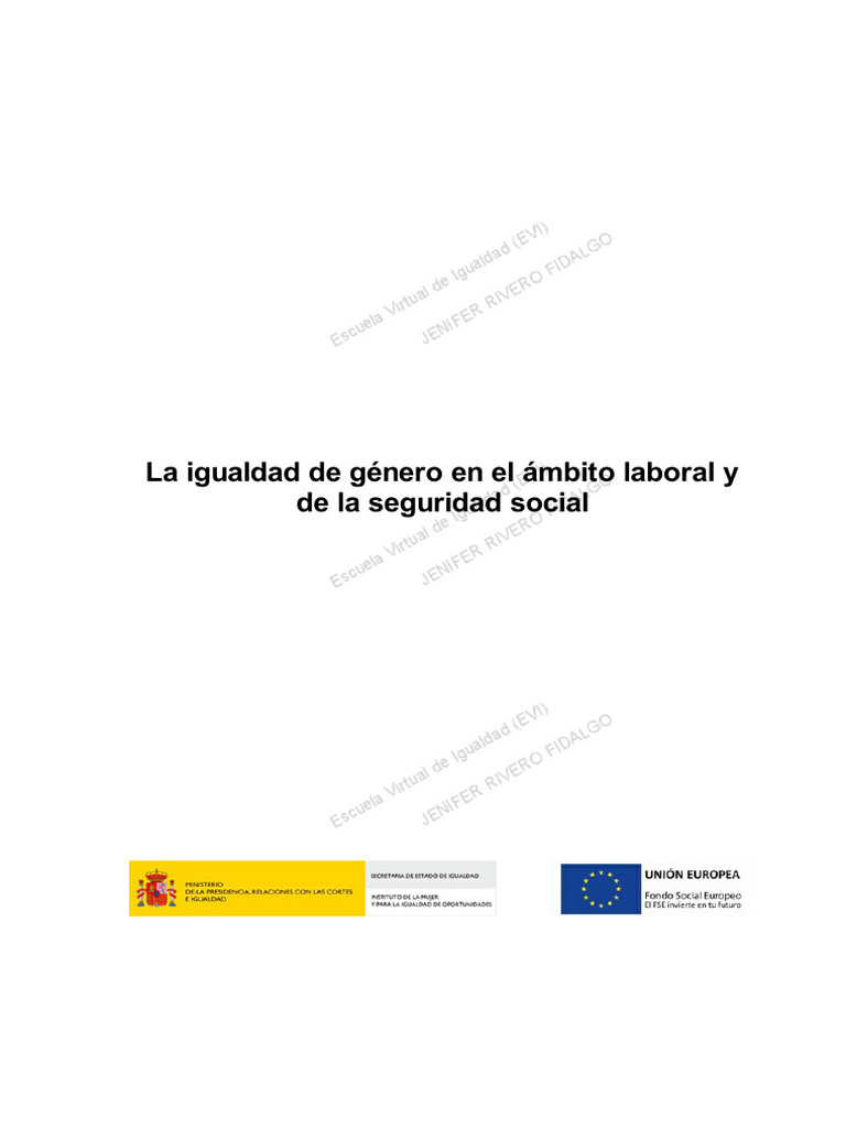La Igualdad de Genero en El Ambito Laboral Y de La Seguridad Social ...