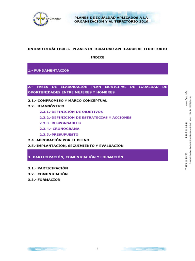 Unidad 3 Planes de Igualdad Aplicados Al Territorio | PDF | Diseño ...