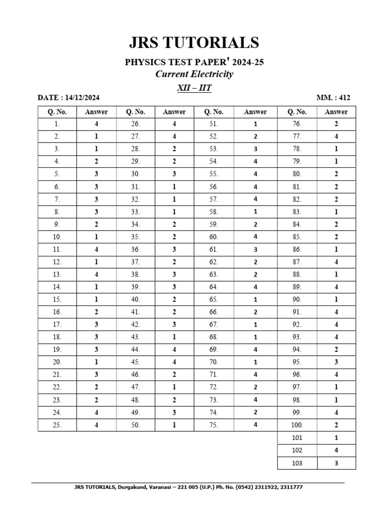 Current Electricity 12 IIT - ANS | PDF