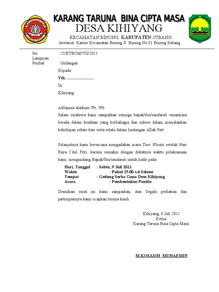 Contoh Undangan Karang Taruna Doc