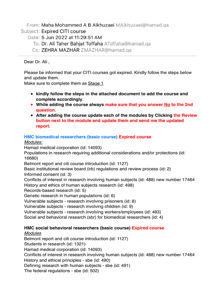 CITI Course Renewal Instructions | PDF