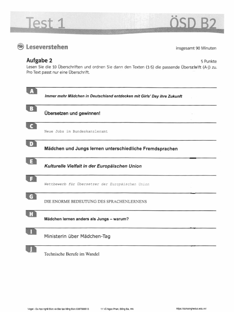 Lesen Teil 2 ÖSD 4 | PDF