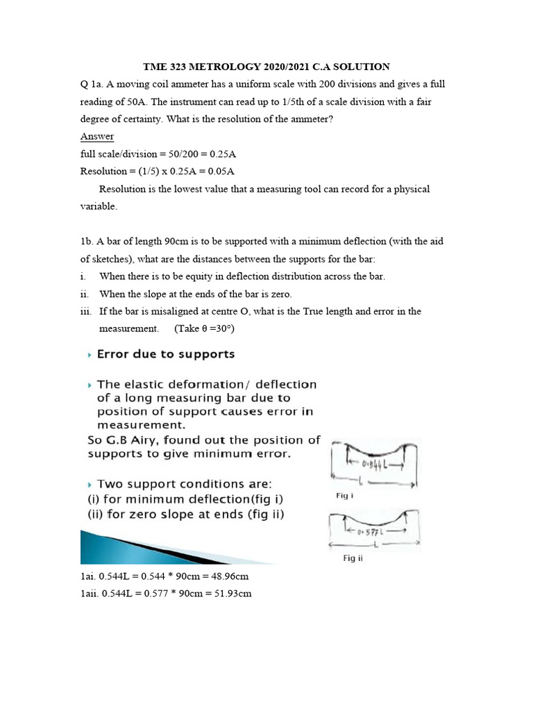 TME 323 METROLOGY CA Solution | PDF | Accuracy And Precision | Metrology