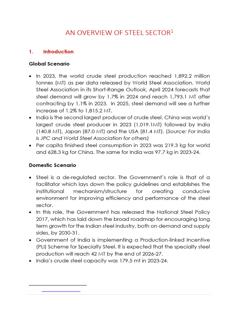 Overview of India's Steel Sector 2023 | PDF | Steel | Steelmaking