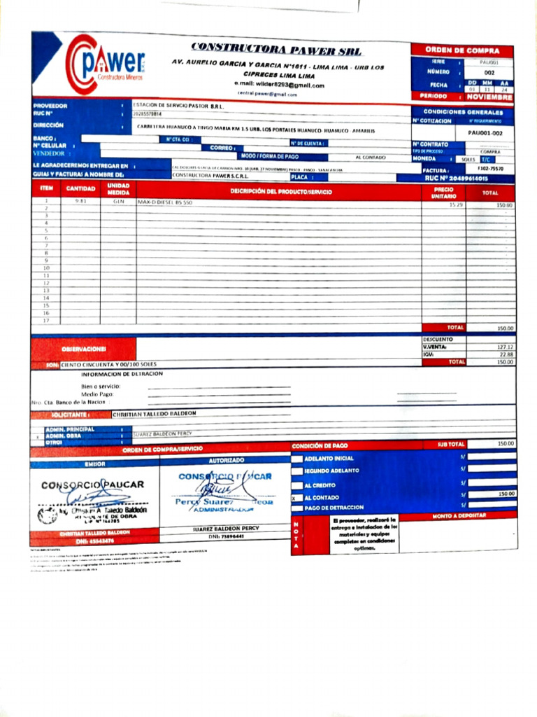 Orden de Compra y Requerimiento de Materiales | PDF | Tecnología ...