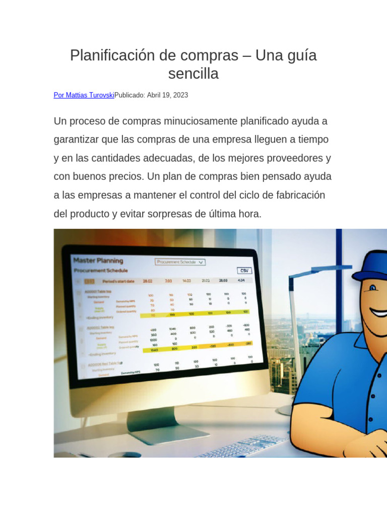 Guía de Planificación de Compras Efectiva | PDF | Planificación de ...