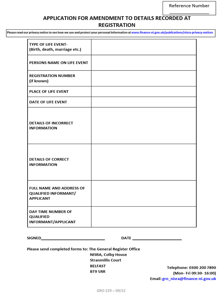 Amendment-to-details-at-registration-form-GRO229 Editable PDF | PDF