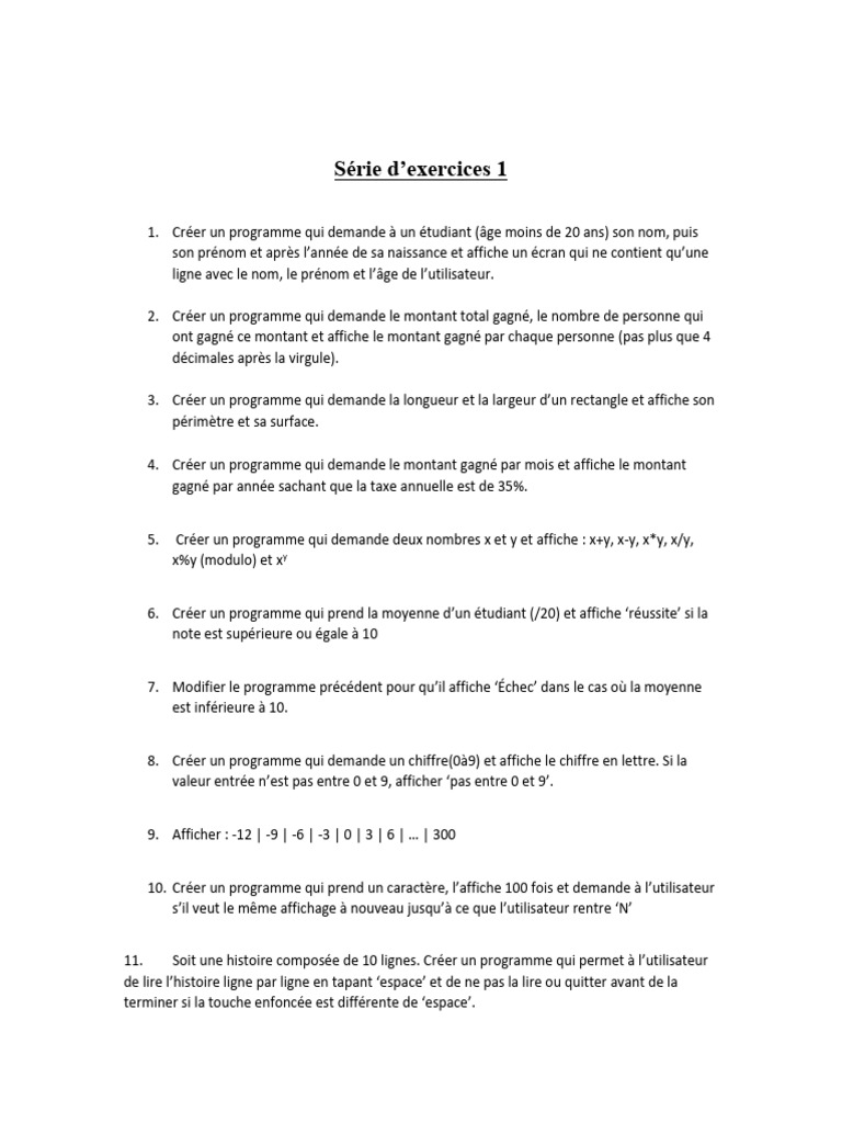 Exercices de Programmation Orientée Objet | PDF