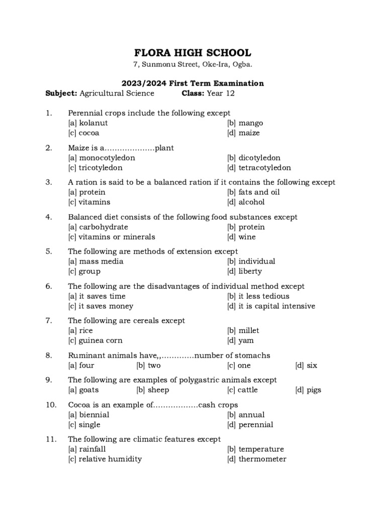 Agricultural Science Pdf Agriculture Foods