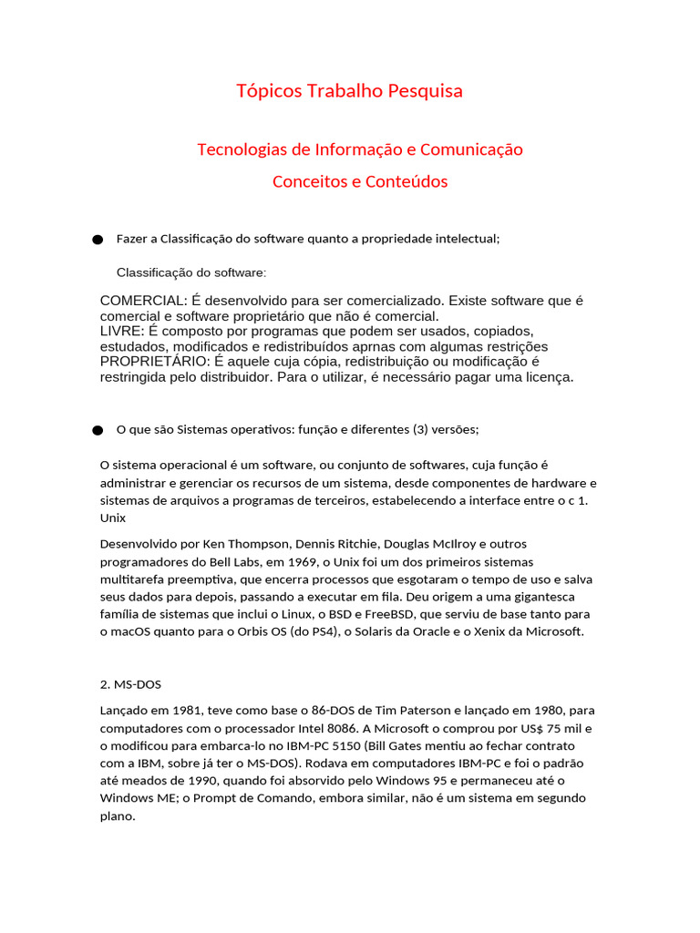 Classificação e Segurança de Softwares | PDF | Sistema operacional ...