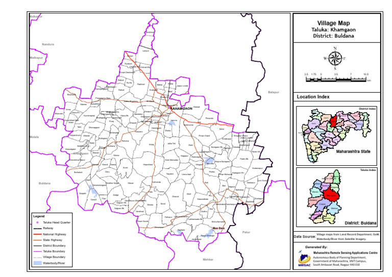 Khamgaon Taluka and Village Map | PDF