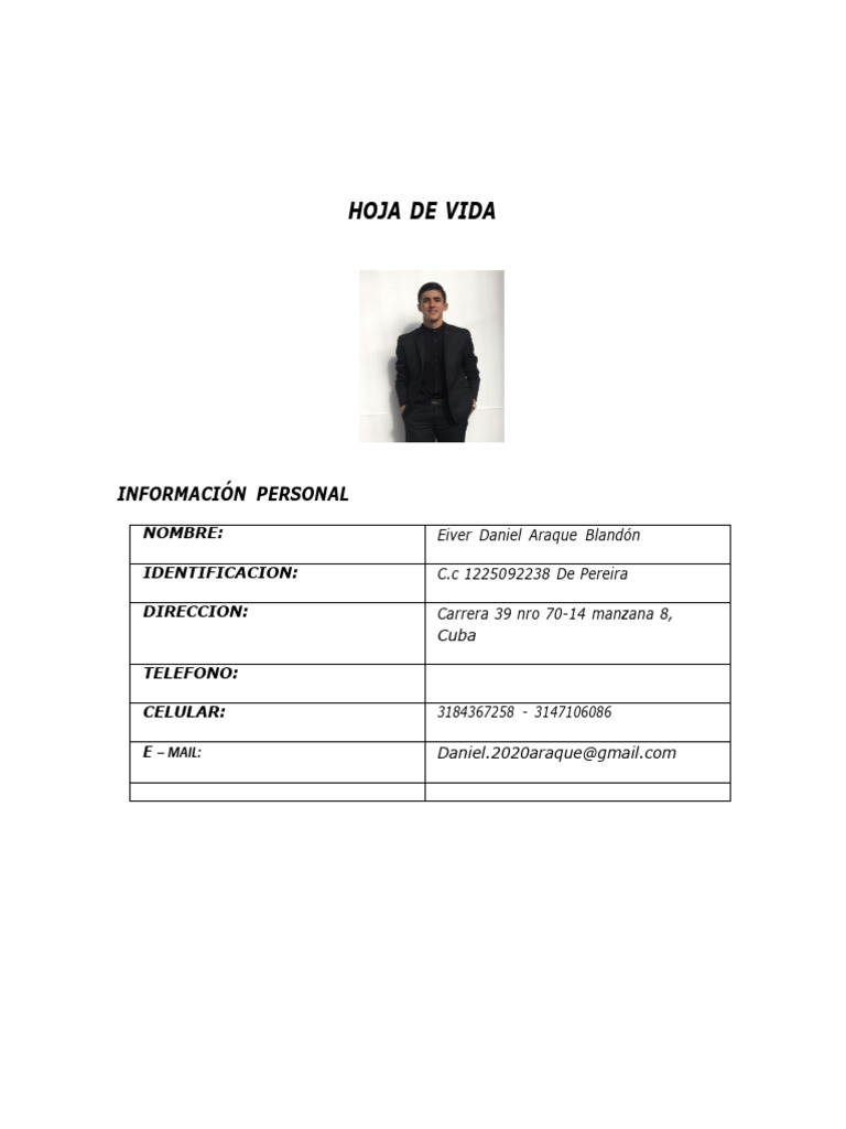 Hoja de Vida de Eiver Araque Blandón | PDF | Software | Microsoft