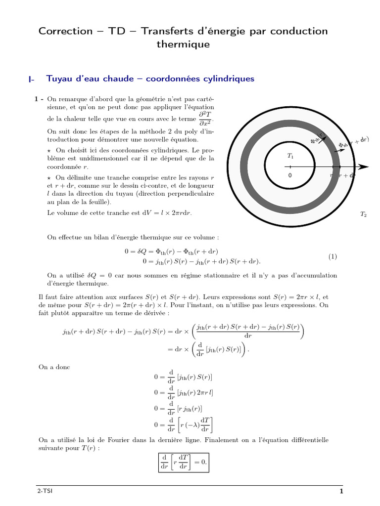 Équation de conduction thermique en tuyau PDF Conduction thermique — free download