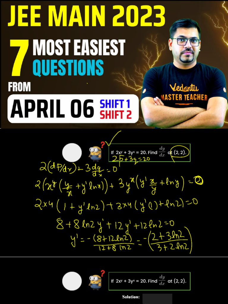 7 Most Repeated Questions in JEE Day _ VMath | PDF