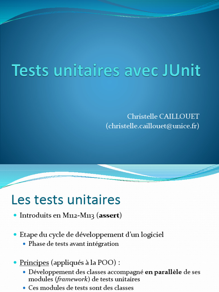 Tests unitaires en POO avec JUnit | PDF | Test unitaire | Java (Langage ...