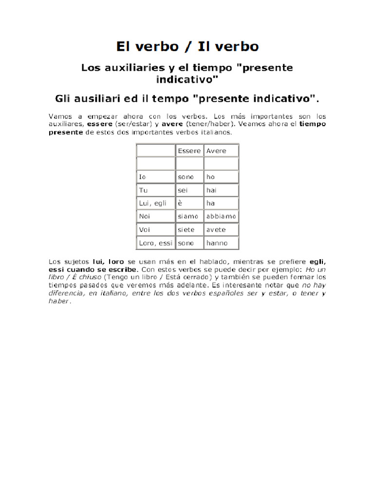 El Verbo Italiana | PDF