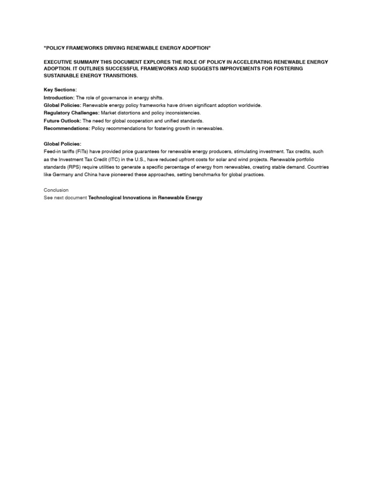 View of Renewable Energy Policy Frameworks | PDF