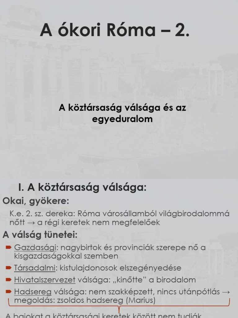 3_Az ókori Róma_2_egyeduralom_császárság | PDF