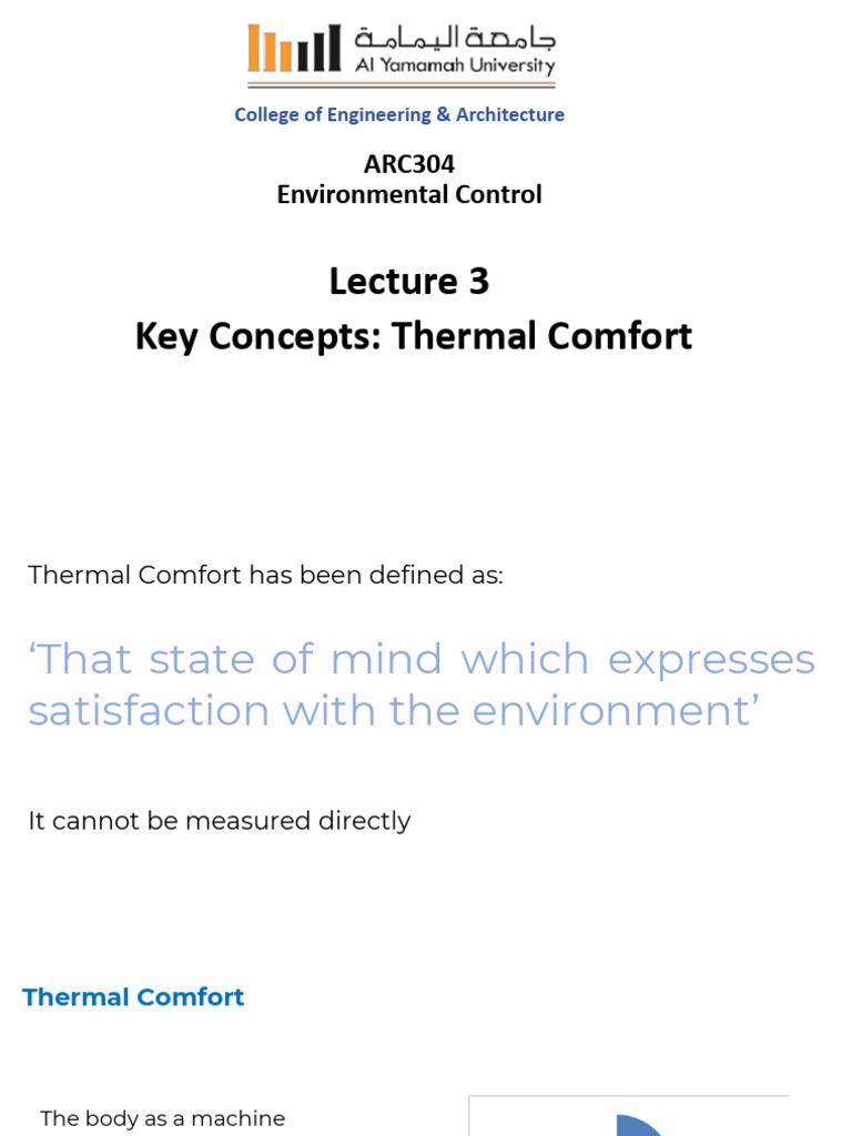 ARC304 - Lecture 3 - Thermal Comfort 2 | PDF | Heat Transfer | Heat
