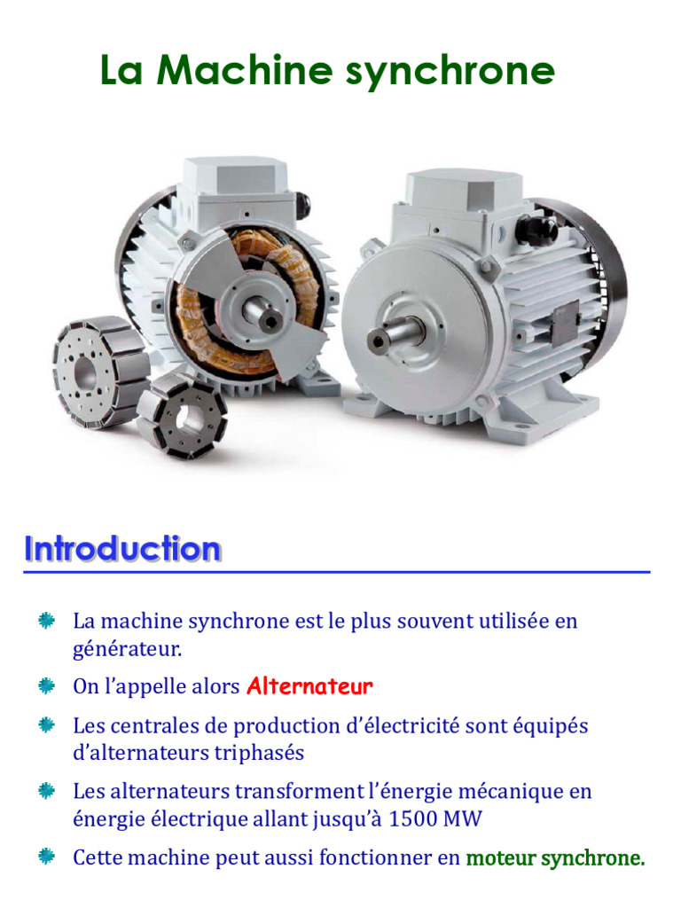 Fonctionnement des Machines Synchrones | PDF | Générateur électrique ...