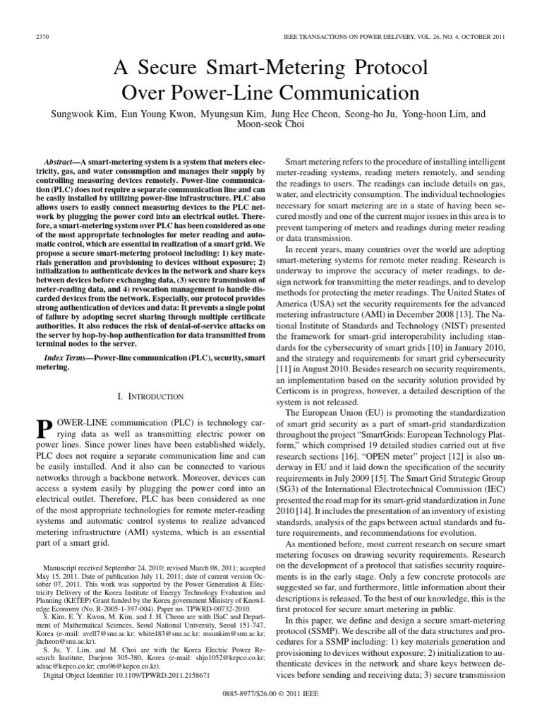 Secure Smart-Metering Protocol Overview | PDF | Key (Cryptography ...