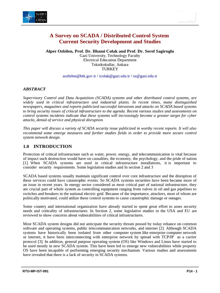 A Survey On SCADA - Distributed Control System | PDF | Computer ...