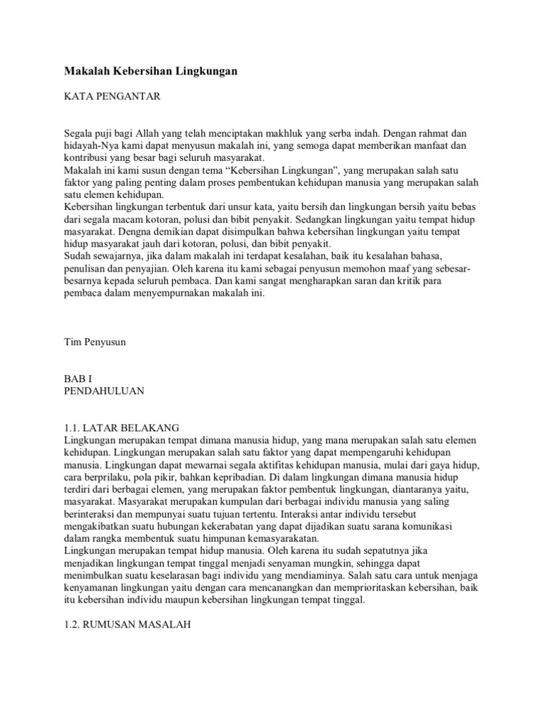 Makalah Kebersihan Lingkungan