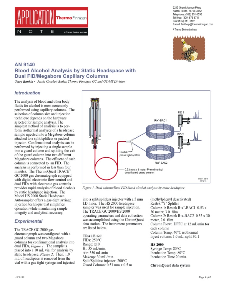 Blood Alcohol Analysis by Static Headspace With Dual FIDMegabore